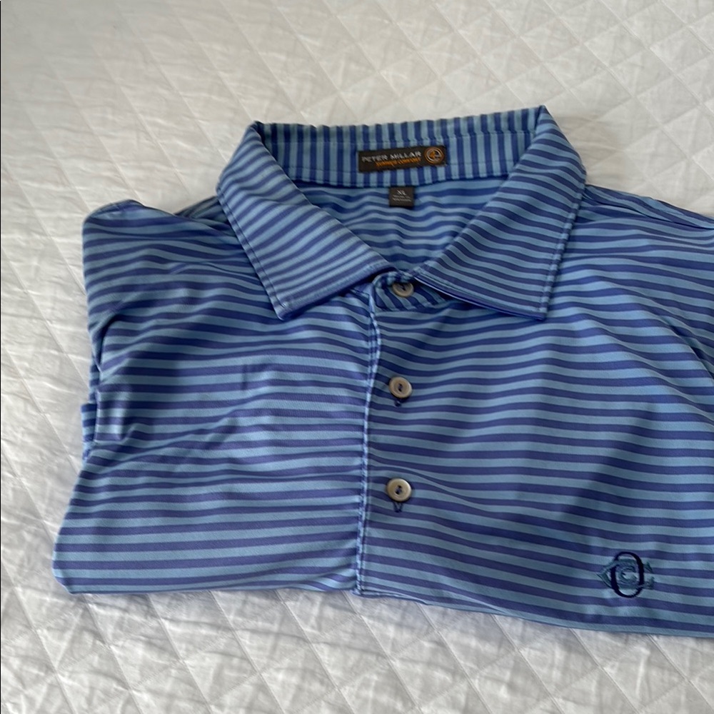 Peter Millar Blue Striped Men's Golf Shirt